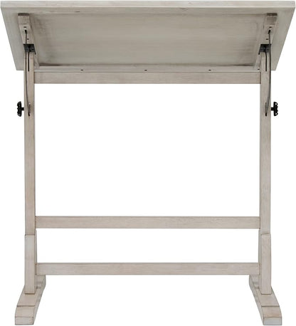 Studio Designs Vintage Drawing/Drafting Table with Pencil Ledge - 36" W x 24" D - Coastal Whitewash - Adjustable Tilting Top