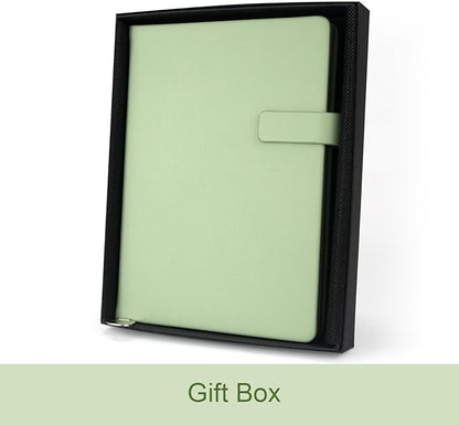 A5 Hard Cover Notebook with Pen Holder, Gold Edges & 180° Lay Flat - Large 5x8.25 Lined, Bookmark, Gift Box - Durable Journal for Office, Study, Travel - Writers, Students (Grass Green)