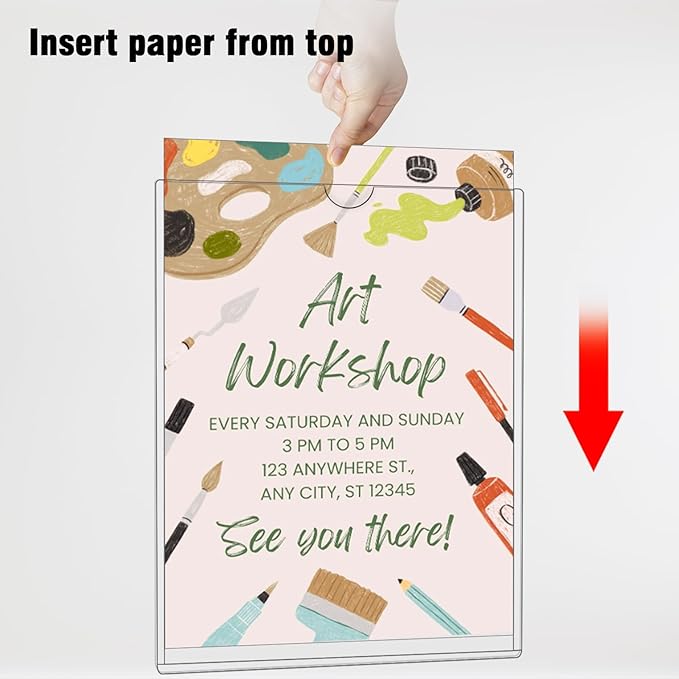 2 Pcs Wall Sign Holder 8.5"x11" Magnetic Sign Holder, Rigid Print Protectors with Magnet Strips and Adhesive Strips, Wall Mount Plastic Paper Holder for Office Store Home Window Display (Clear)