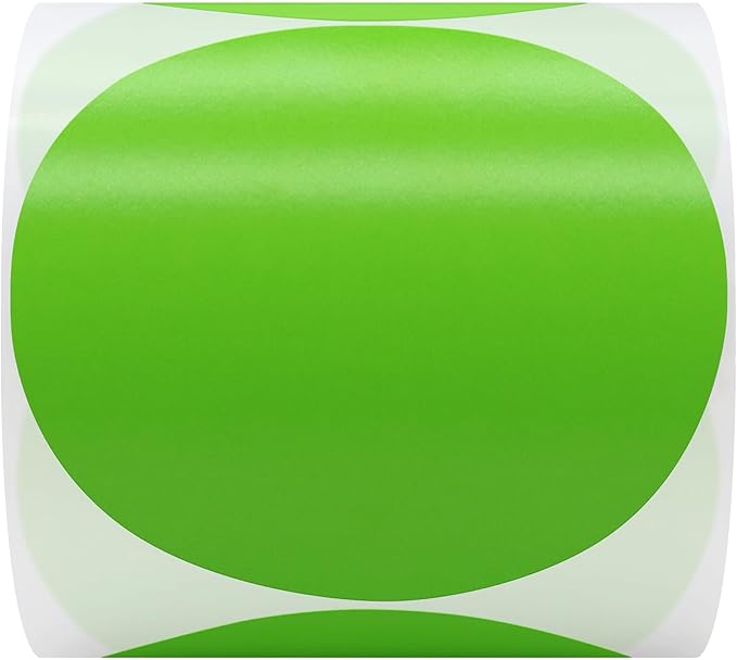 Hybsk 3 inch Circle Color Direct Thermal Stickers Shipping Labels for Barcodes,Name Tag,DIY Logo Design,QR Code,Inventory– Compatible with Zebra,Rollo,Munbyn,and More-350 pcs (3 inch,Green)