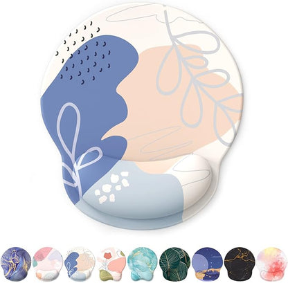 eulps Mouse Pad with Wrist Rest, Comfortable Computer Mousepad with Gel Wrist Support Smooth Surface and Non-Slip PU Base for Pain Relief, Laptop, Office & Home (Leafy Lushness)