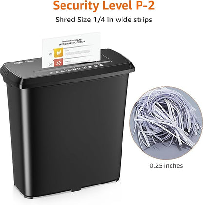 Amazon Basics 8-Sheet Strip Cut Paper, CD, and Credit Card Shredder, 3.4 gallons, Black
