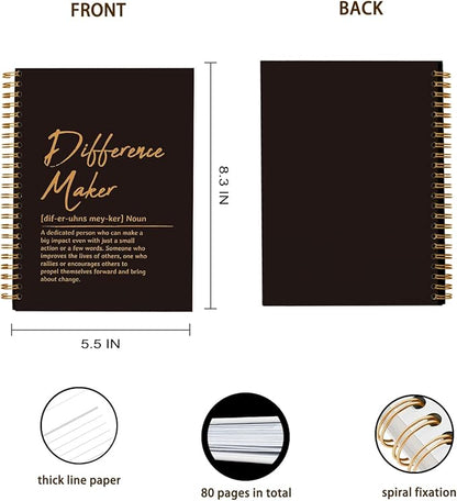 OXW Difference Maker Appreciation Gift, Meeting Notebook for Work, Thank You Gifts for Leader Mentor Manager Boss, Office Supplies Social Worker Notebook, Orange Hardcover Spiral Notebook 5.5 x 8.3