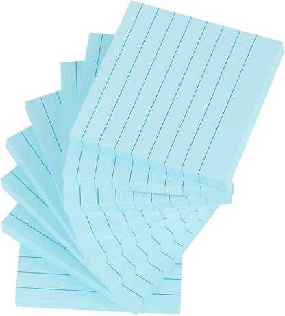 Vanpad Lined Sticky Notes 3x3 Inches, Light Blue Ruled Self-Stick Pads, Easy to Post for Home, Office, Notebook, 8 Pads/Pack