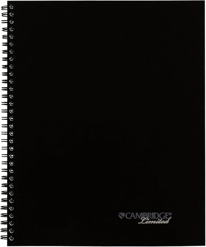 Cambridge Notebook, Business Notebook, 8-1/2" x 11", 80 Sheets, Legal Ruled, QuickNotes Notebook, Flexible Cover, Wirebound, Gray (06066)