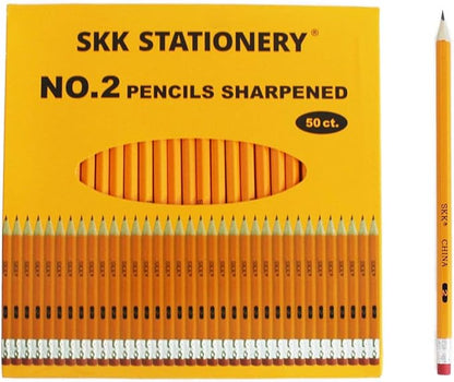 SKKSTATIONERY 600Pcs 2 HB Pencils Pre-sharpened pencils Set, Woodcase Lead Pencils Sharpened for School and Teacher Supplies, Writing, Drawing and Sketching 50 Pcs*12 Boxes
