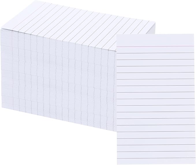 Vertical Ruled Index Cards 3 X 5 Flash Card Double Sided Lined Notecards Heavy Weight Ruled Checklist Thick Recipe Cards for Studying, School, Home and Office（White,300Count）