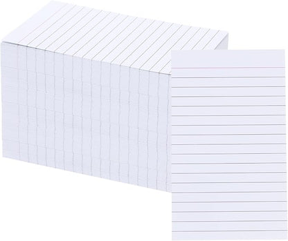Vertical Ruled Index Cards 3 X 5 Flash Card Double Sided Lined Notecards Heavy Weight Ruled Checklist Thick Recipe Cards for Studying, School, Home and Office（White,300Count）