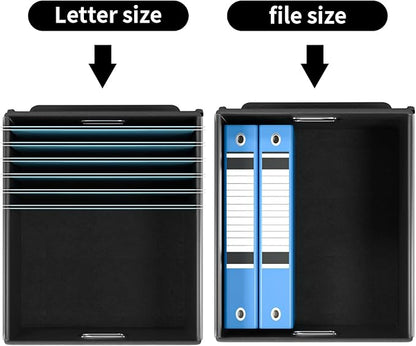Upgraded File Organizer Boxes with Lids, Huolewa Collapsible Linen Hanging Filing & Storage Boxes with Plastic Slide for Office/Decor/Home, Filling System for File/Folders/Document Storage -2 Pack