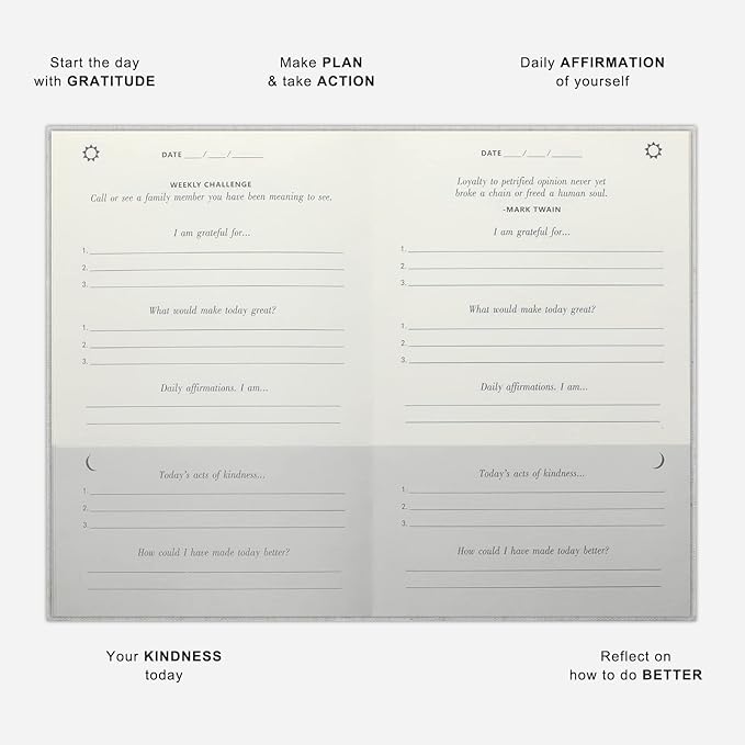 Daily Gratitude Journal for More Mindfulness, Affirmation, Happiness and Productivity - Simple Undated Effective Gratitude Journal for Women & Men