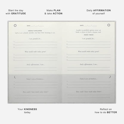 Daily Gratitude Journal for More Mindfulness, Affirmation, Happiness and Productivity - Simple Undated Effective Gratitude Journal for Women & Men