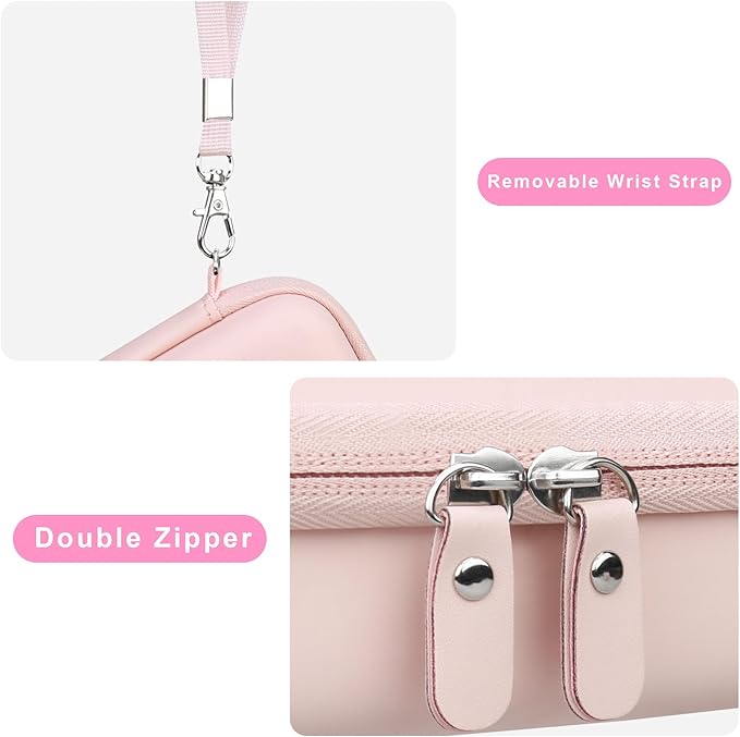 Canboc Carrying Case Compatible with Phomemo M02 Sticker Printer, Pocket Thermal Bluetooth Sticker Photo Maker Box for Thermal Paper, USB Cable, Pink (Case Only)