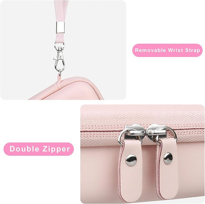 Canboc Carrying Case Compatible with Phomemo M02 Sticker Printer, Pocket Thermal Bluetooth Sticker Photo Maker Box for Thermal Paper, USB Cable, Pink (Case Only)