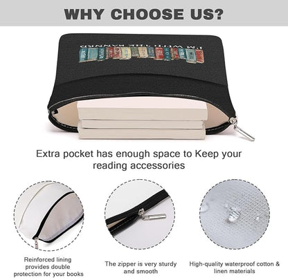 Book Themed Gifts Funny Waterproof Book Sleeve Book Pouch Book Themed Gifts for Women Best Friend Coworkers Book Covers for Paperbacks Book Accessories Book Protector with Zipper and Front Pocket