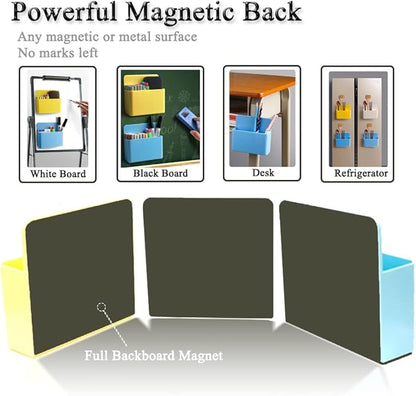 1 Pack Magnetic Marker Holder, Dry Erase Marker Holder Chalk Pen Storage Organizer for Whiteboard/Blackboard, Fridge/Regrigerator, Metal Locker, and Cabinet, (Black)