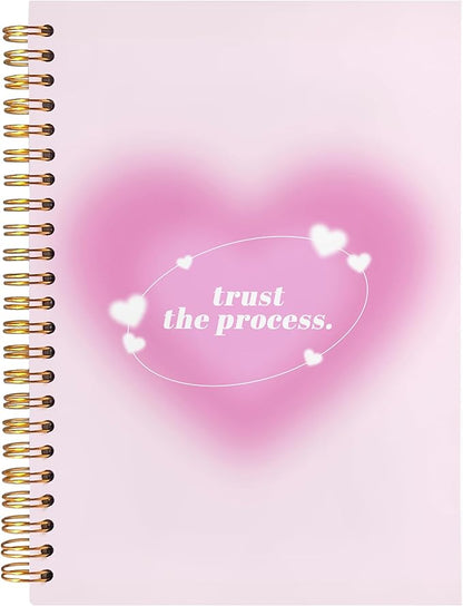 BearCake Trendy Y2K Pink Aura Preppy Notebook Journal, Trust the Process Inspirational Notebooks, Aesthetic Notebooks, Pink Aesthetic Office Supplies, Hardcover Spiral Notebook 5.5x8.3