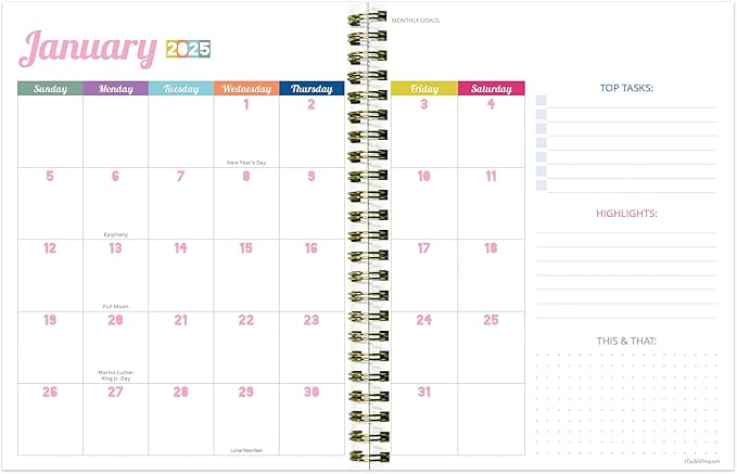TF PUBLISHING 2025 Lil Buds Medium Weekly Monthly Planner - Goals & Task Trackers - Planner Monthly and Weekly with Organizer Stickers - 12 Month Calendar Planner - 6.5" x 8"