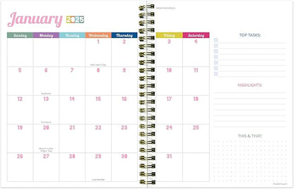 TF PUBLISHING 2025 Happy Hibiscus Medium Weekly Monthly Planner - Goals & Task Trackers - Planner Monthly and Weekly with Organizer Stickers - 12 Month Calendar Planner - 6.5" x 8"