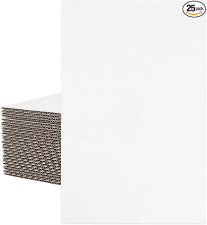 Mat Board Center, 25 pack 11x17 Corrugated Cardboard sheet, 1/8 inch thick, Flat Cardboard Inserts for Mailing, Packaging & Shipping, Cardboard Backing, Craft Card Board (White on one side)