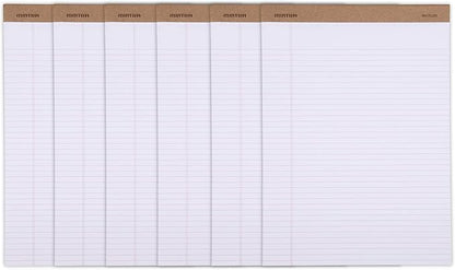 Mintra Office Recycled Writing Pads 6pk (White, Narrow Ruled (8.5in x 11in)) - 50 Sheets per Notepad, Micro perforated, Legal Pad, Notebook Paper for School, College, Office, Business