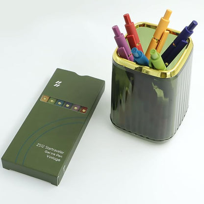 Gel Pens, 6 Pcs 0.5mm Fine Point Smooth Writing Pens Cute Pens, High-End Series Black Ink Pens for Journaling Note Taking, School Office Supplies for Women Men (6 Pcs Gold Vintage)