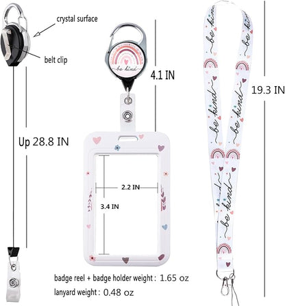 Pink ID Badge Holder Lanyard & Retractable Badge Reel Positive Lanyard for ID Badges Cute Key Lanyard for Women Girls Teachers Aesthetic Work & School Lanyard ID Holder Cruise Lanyard(Quote)