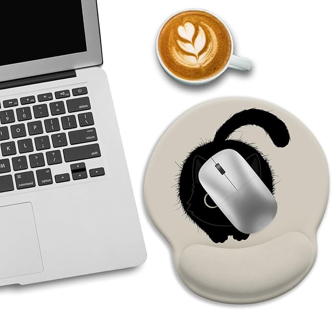Cat Lovers Ergonomic Mouse Pad with Wrist Rest, Mouse Pads for Desk, Gaming Mouse Pad with Wrist Support, Funny Mousepad with Non-Slip Pain Relief PU Base, Cute Office Desk Accessories Decor
