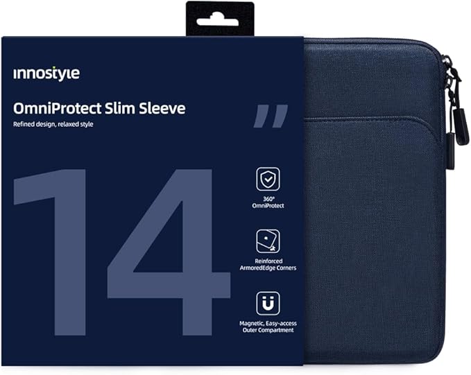 Protective 14 Inch Laptop Sleeve for 14 MacBook Air/Pro, 14 HP Dell Lenovo Asus Notebook - Shockproof, Water-Resistant with Accessory Pocket (Blue, 14 inch)