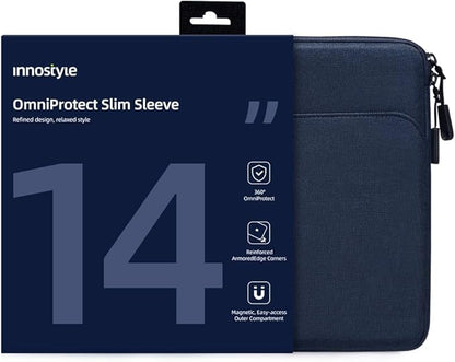 Protective 14 Inch Laptop Sleeve for 14 MacBook Air/Pro, 14 HP Dell Lenovo Asus Notebook - Shockproof, Water-Resistant with Accessory Pocket (Blue, 14 inch)