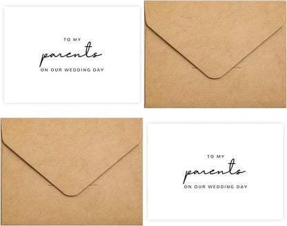 Set of 2 Wedding Day Card for Parents, Parents Of The Bride/Groom Gifts, To My Parents On Our Wedding Day.（Parents B）