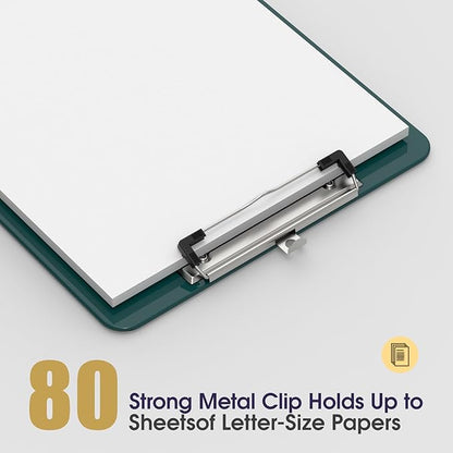 Plastic Clipboards 2 Pack, A4 Green Clip Board 8.5x11 for Classroom, Students, Kid, Woman, Size 9" x 12.5" with Low Profile Clip, Office & School Supply