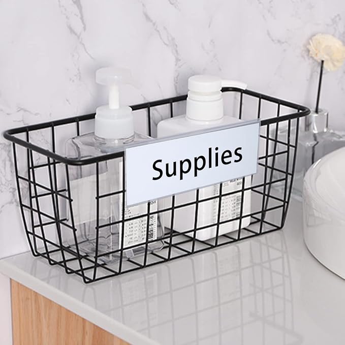Diteje 20 Pack Plastic Wire Shelf Label Holder,Shelving Rack Retail Sign Hook Labels Clip On with Paper Inserts, 3.94x1.50inch