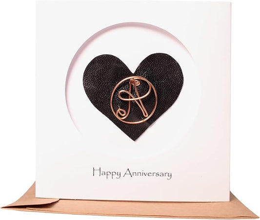 Personalized Initial Copper Card, Copper Initial, Anniversary Card for Her, Couple, Gift for Her (A)