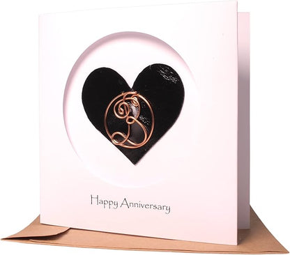 Personalized Initial Copper Card, Copper Initial, Anniversary Card for Her, Couple, Gift for Her (B)