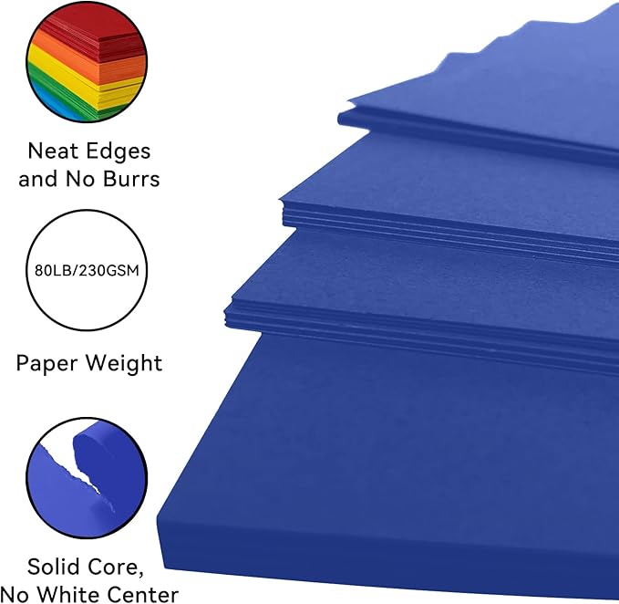 25Sheets Navy Blue Cardstock Paper, 8.5 x 11 Card stock for Cricut, Thick Construction Paper for Card Making, Scrapbooking, Craft 90 lb / 250 gsm (Royal Blue)…