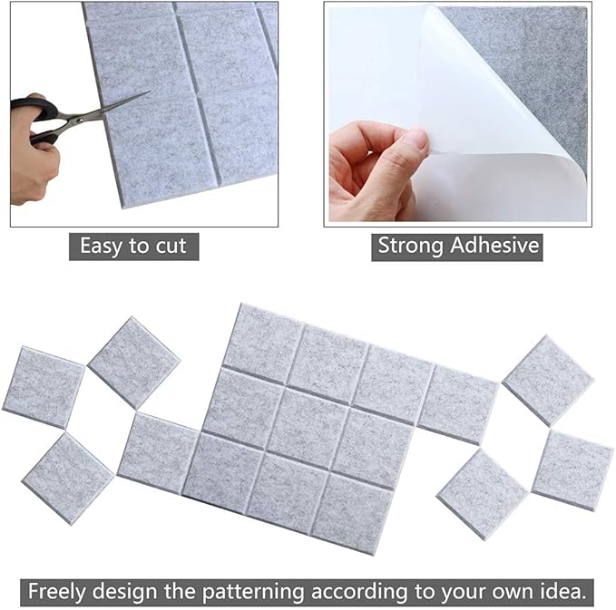 Large Cork Board Felt Board Tiles for Walls with 30 Push Pins, 11.8"x11.8" Pack of 6 Pin Board Notice Boards for Home Office Kitchen, Bulletin Board Wall Tiles for Photos Memos