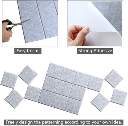 Large Cork Board Felt Board Tiles for Walls with 30 Push Pins, 11.8"x11.8" Pack of 6 Pin Board Notice Boards for Home Office Kitchen, Bulletin Board Wall Tiles for Photos Memos