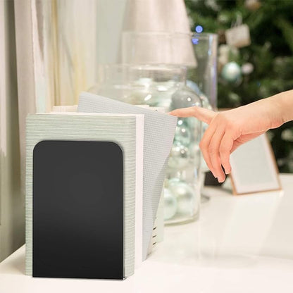 VFINE Bookends 1 Pair, Black Metal Book Ends, Bookends for Shelves, Book Stopper for Heavy Books, Book Dividers for Home Office School Supplies