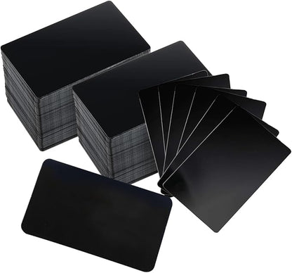 100PCS Metal Business Card 0.45mm Thickness Aluminum Cards Metal Engraving Blanks Cards Aluminum Laser Engraving Cards for Office Name Cards, DIY Gift Cards, VIP Cards 3.4 x 2.1 Inch, Black