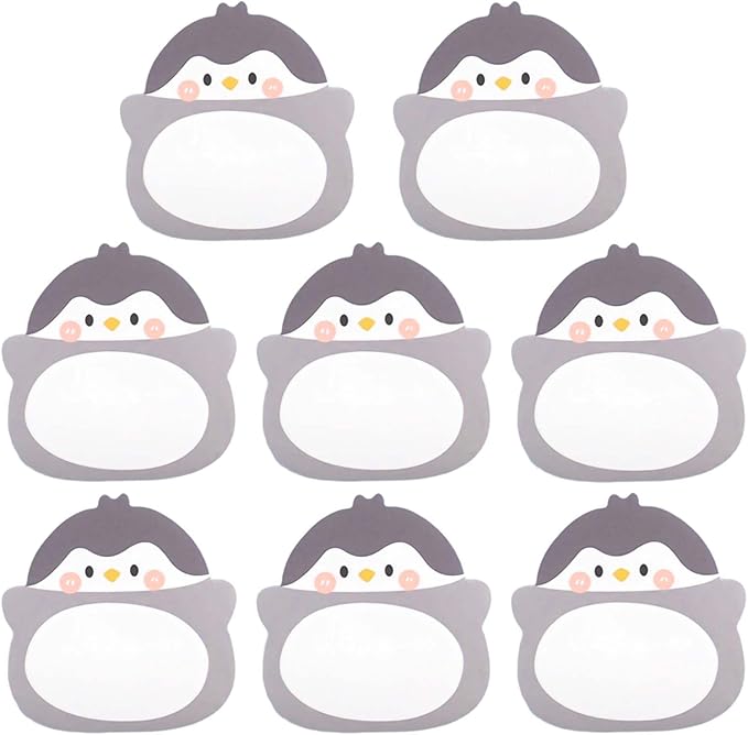 8 Packs Kawaii Penguin Sticky Notes, Aesthetic Sticky Notes Set, Cartoon Inspirational Sticky Notes, Animals Shape Markers, Cute Anime Sticky Note Tabs for Office School Creative Gifts