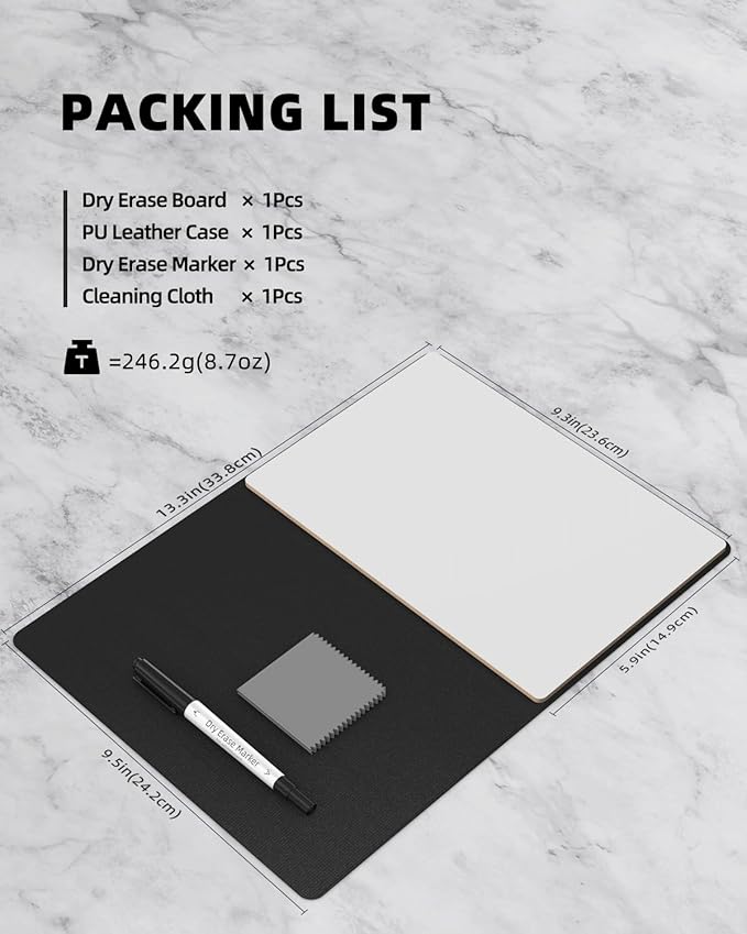 Small Dry Erase Board with Stand for Desk, Portable Reusable Desktop Notepad, 9.5 * 6.6in Memo White Board,Office Home Supplies Desk Accessories MH770 (Black)