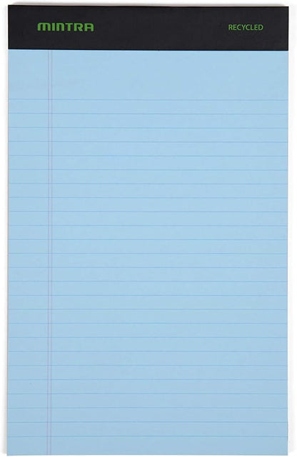 Mintra Office Recycled Writing Pads 6pk (Pastel, Junior (5in x 8in)) - 50 Sheets per Notepad, Micro perforated, Legal Pad, Notebook Paper for School, College, Office, Business