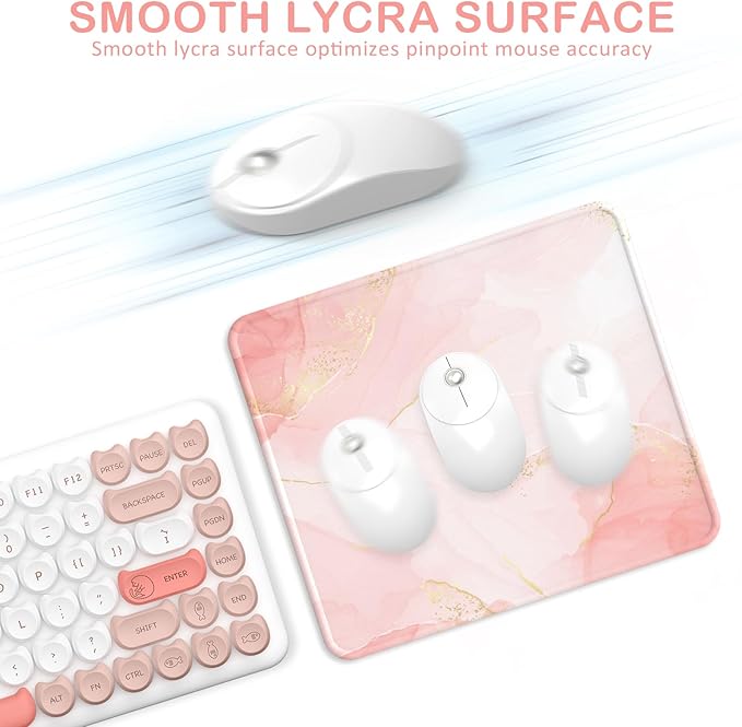 eulps Mouse Pad with Stitched Edge, Multiple Patterns Computer Mouse Pads with Non-Slip Rubber Base, Washable Cloth Mousepad, for Gaming, Laptop, PC (Blush Gold)