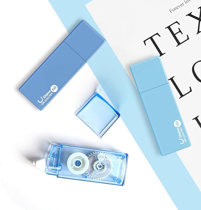 Correction Tape, Easy To Use Cute Applicator for Instant Corrections, For school, Office Workers (Gradient Blue, 5M/196" x 0.2",12pack)