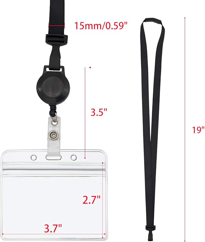 2 Pack Retractable Breakaway Lanyard with ID Badge Holder, Safety Breakaway Buckle, Adjustable Carabiner, Dual Independent Waterproof Zip Card Holder, 2-in-1 Wearing Combination