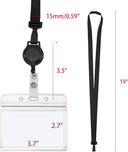 2 Pack Retractable Breakaway Lanyard with ID Badge Holder, Safety Breakaway Buckle, Adjustable Carabiner, Dual Independent Waterproof Zip Card Holder, 2-in-1 Wearing Combination