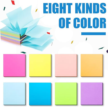 Meanplan 3 Pack Pop up Sticky Dispenser Post Note Holder Black Base with 24 Pads Colored Pop up Sticky Notes Memo Pads Blank Self Stick 3x3 Refills Back to School Office Supplies, 50 Sheet Per Pad