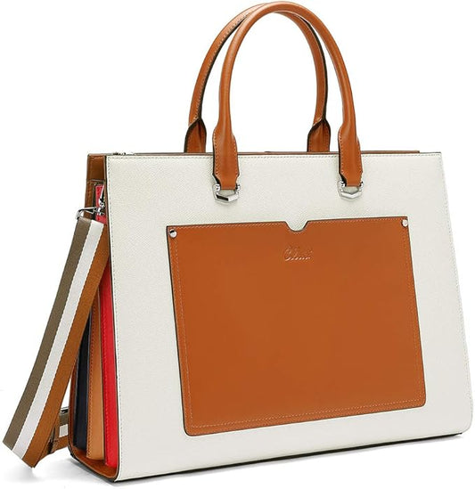 CLUCI Briefcase for Women Vegan Leather 15.6 Inch Laptop Bag Large Pocket Business Ladies Shoulder Bag