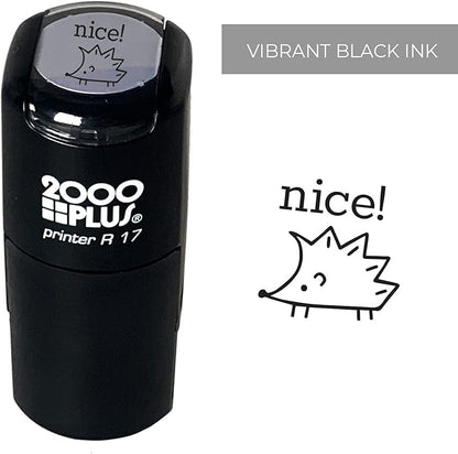 Nice! Hedgehog Stamp / 2000 Plus Self Inking Teacher Stamp/Black Imprint Stamper/School Worksheet Stamp