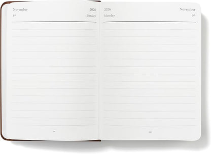 Wykeham's Executive 2026 Daily Journal Planner – US Public Holidays & Format – Customization Available (Brown, 6"×4.5")
